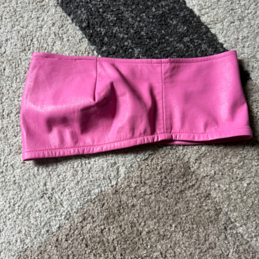 GOOD AMERICAN BETTER THAN LEATHER PINK BANDEAU
